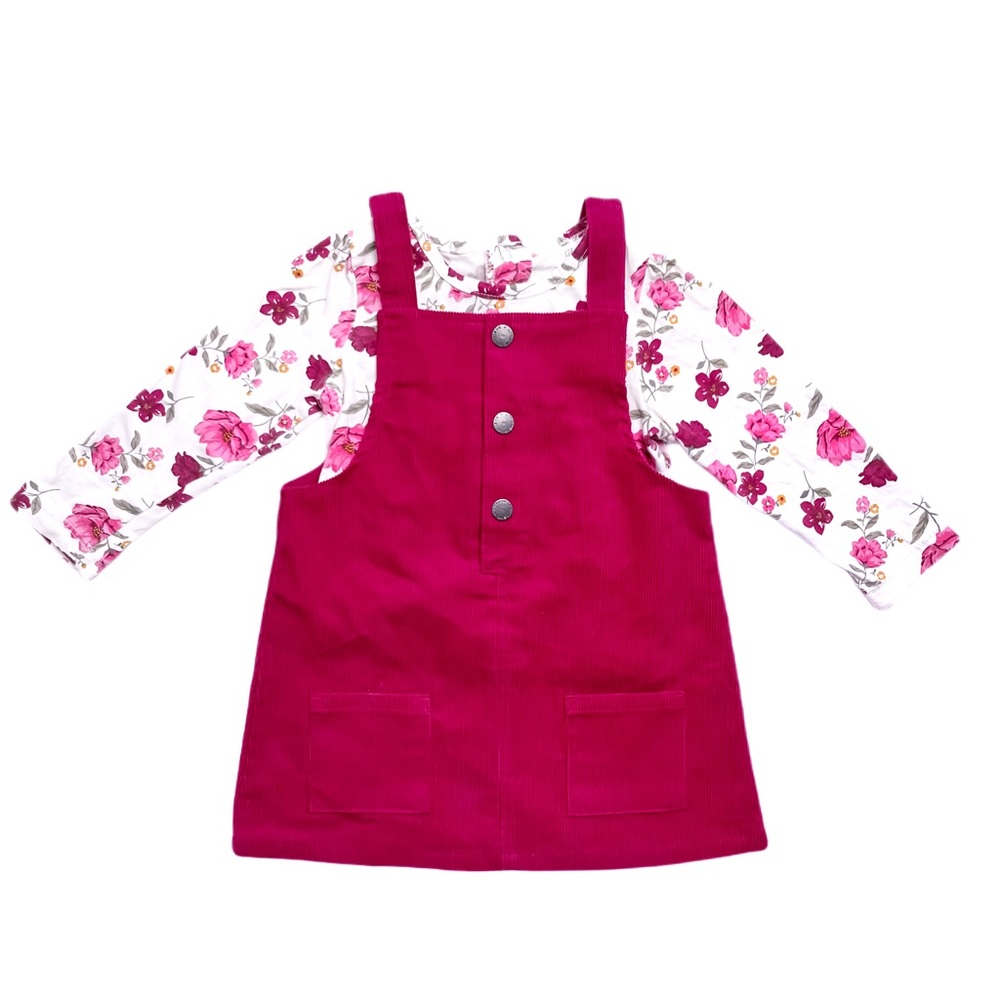 Pink Floral Overall Dress 24 Months